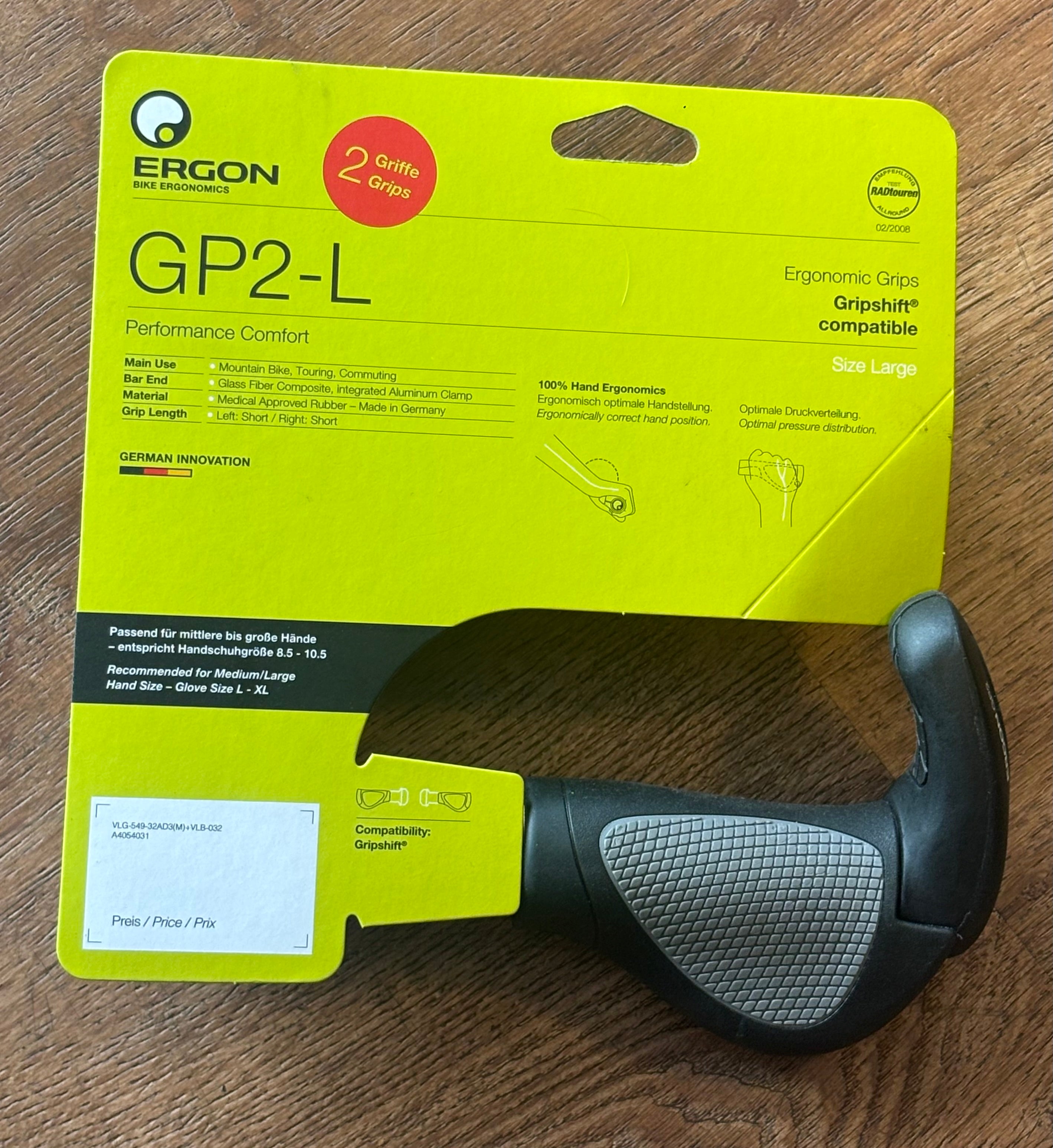 new Ergon GP2-L Large Handlebar Bike Grips  Black / Gray
