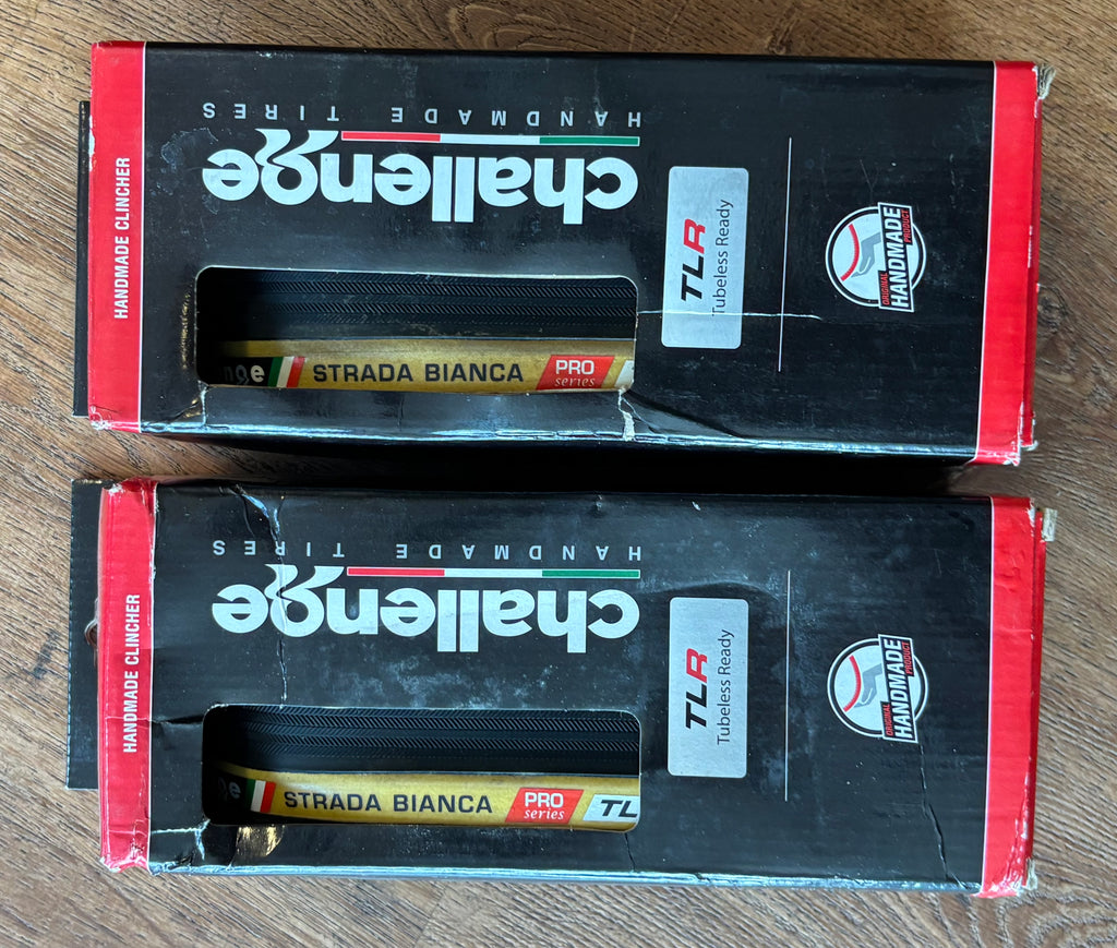 Pair Of Challenge Strada Bianca TLR 700c x 36mm Tubeless Tanwall Tires
